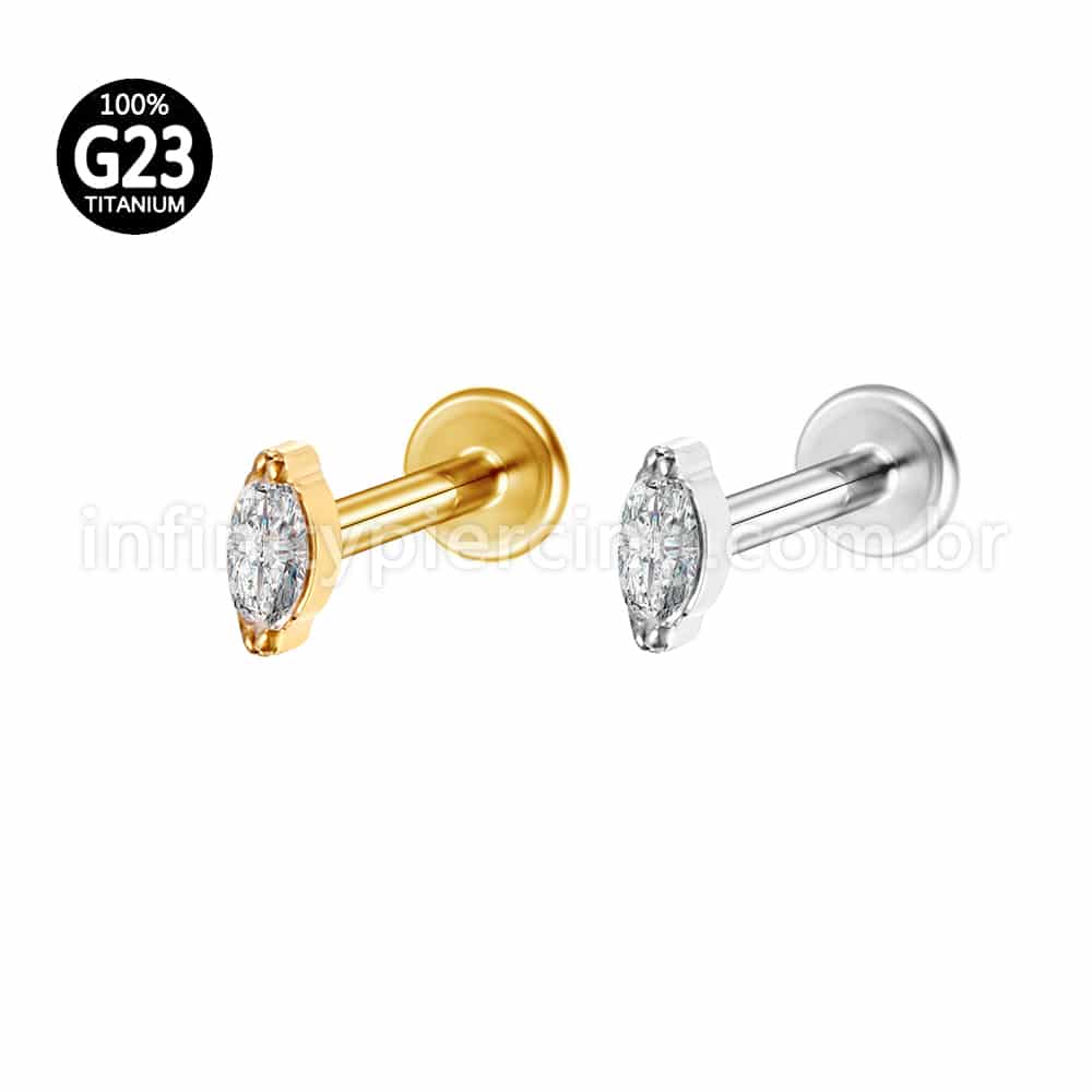 Piercing Labret Titânio Zircônia Oval